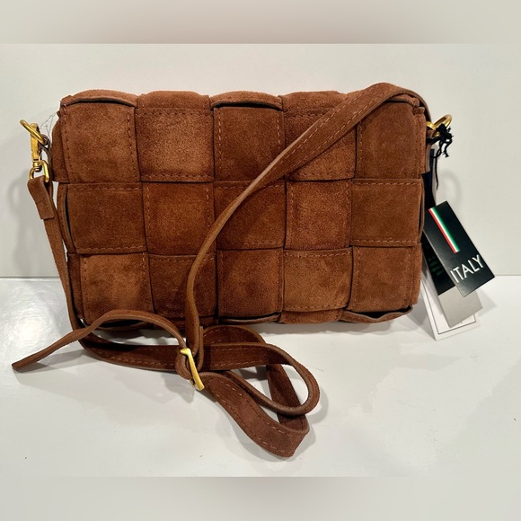 New! Viola Castellani Milano Italy Medium Crossbody Bag Cinnamon Brown - Picture 5 of 9